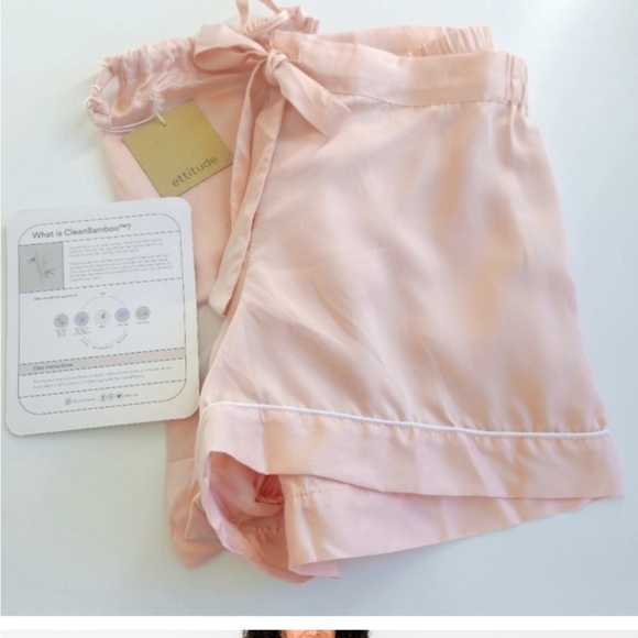 Ettitude Sateen Shortie (Cloud Pink) Large Intimates Pajamas Lounge Shorts NEW - Picture 2 of 13
